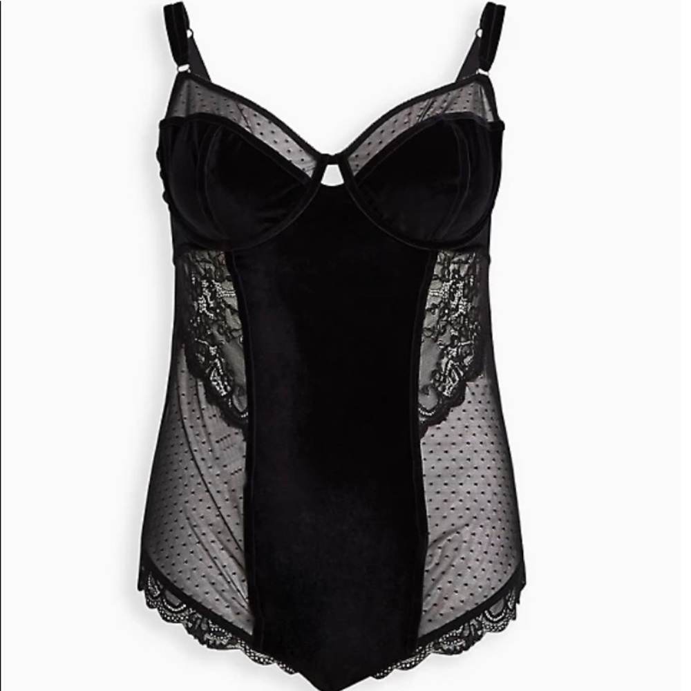 Torrid Black Velvet and Lace Underwire Bodysuit